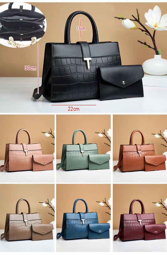 Cartera mediana con sobre y broche seguro