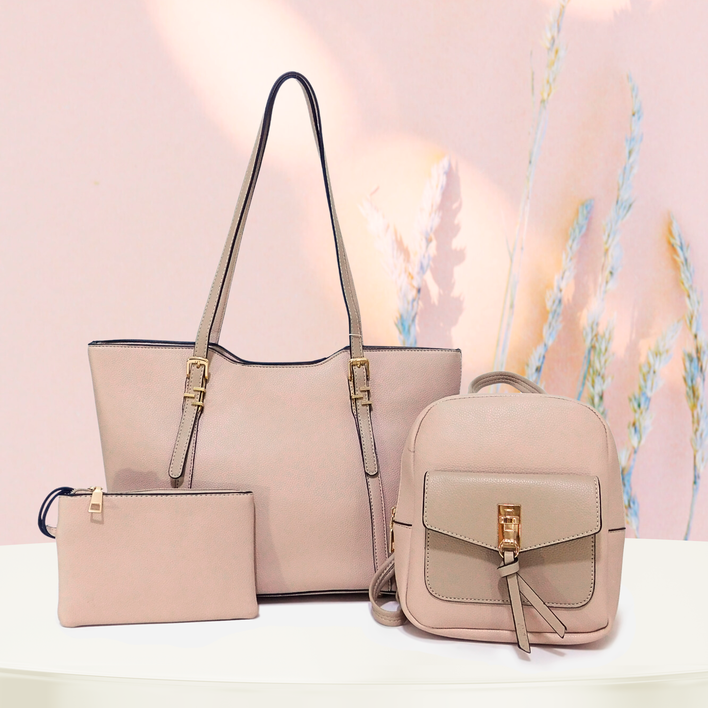Combo tres piezas, mochila mini y sobre