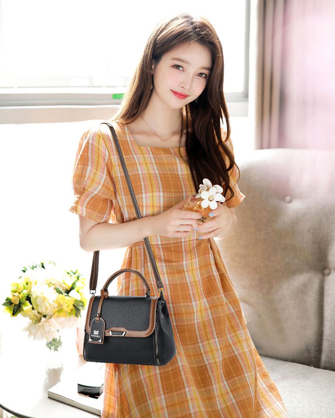 Crossbody color combinado con marron