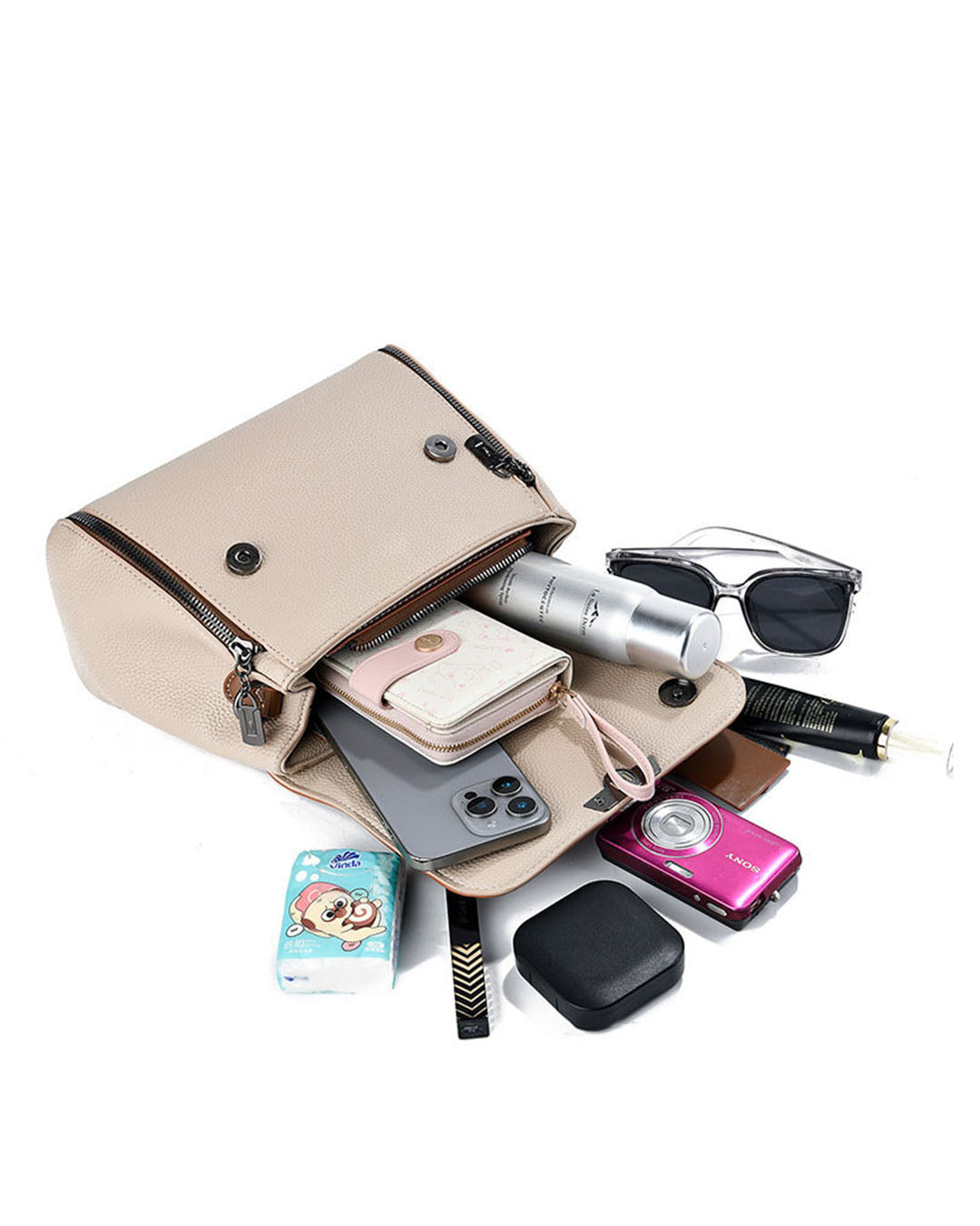 Crossbody color combinado con marron