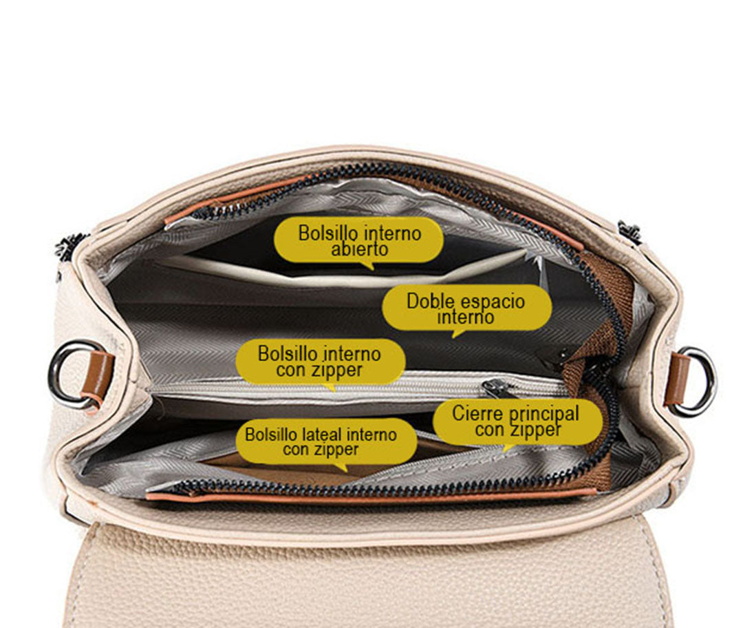 Crossbody color combinado con marron