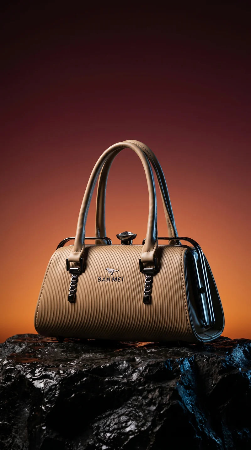 Cartera lujosa tamaño compacto, cierre superior tipo broche