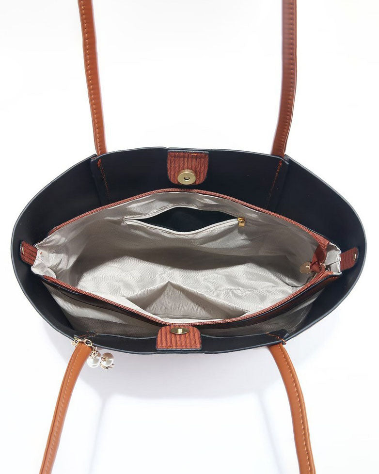 Bolso tote de cuero sintético con diseño simple y elegante
