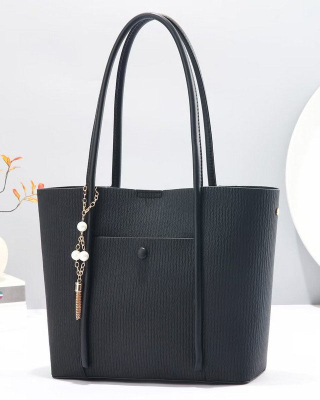 Bolso tote de cuero sintético con diseño simple y elegante