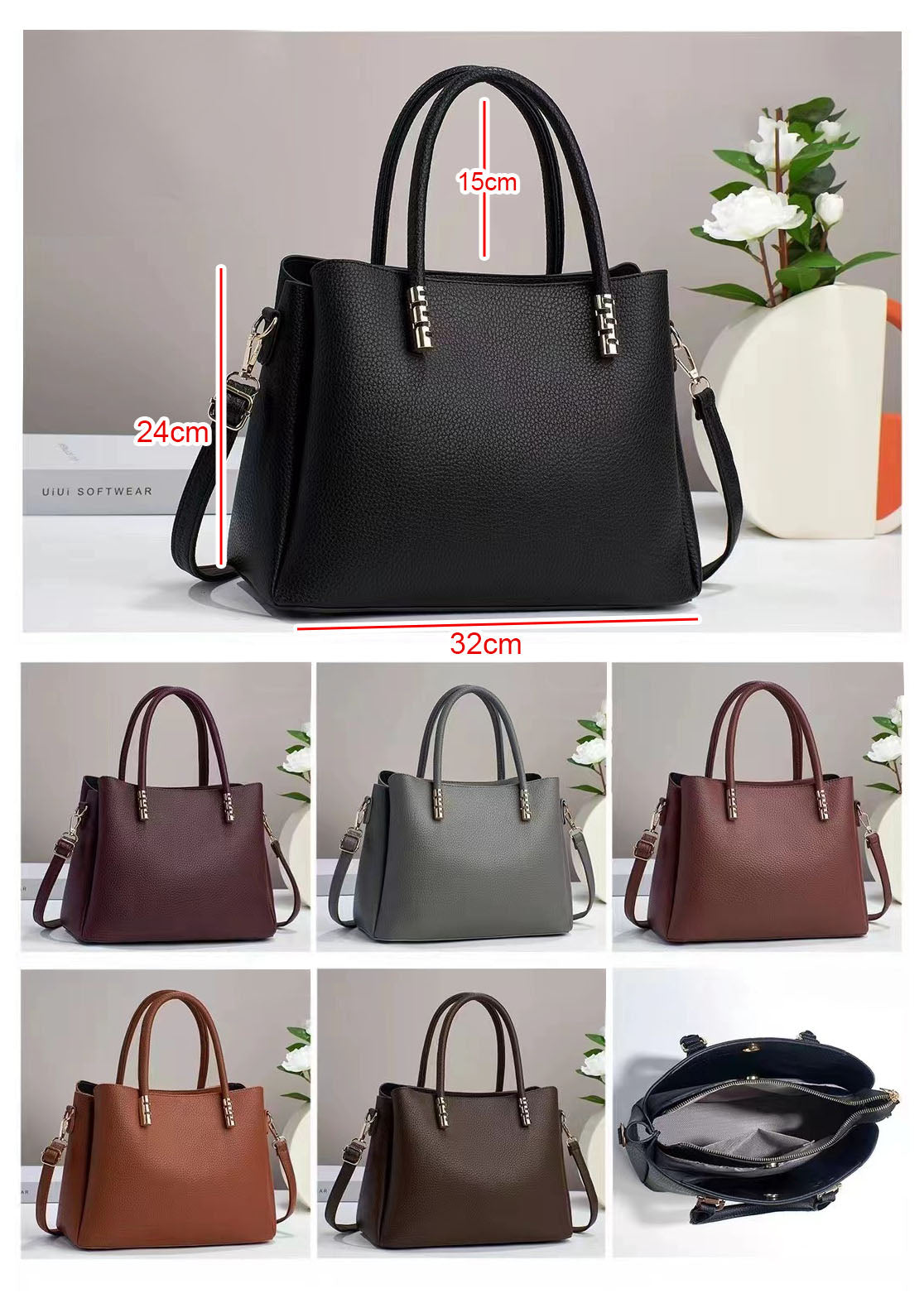 Black Friday • Cartera mediana con detalles en dorado y look minimalista