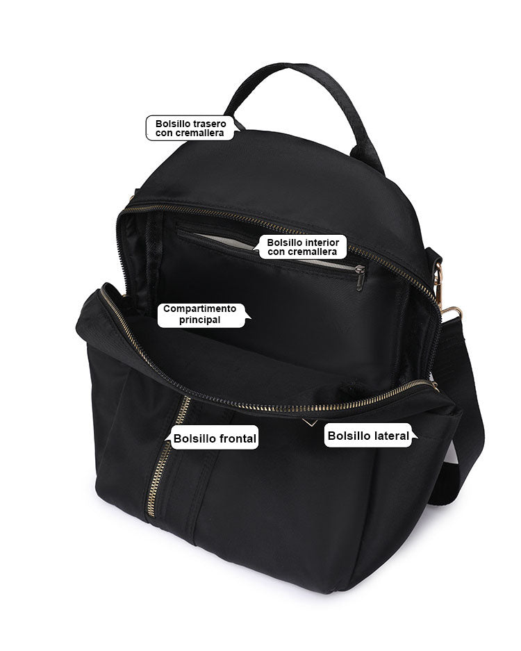 Mochila con múltiples bolsillos para uso diario o viajes cortos