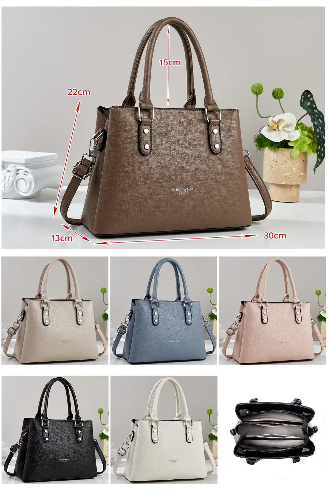 Cartera mediana con detalles en plateado
