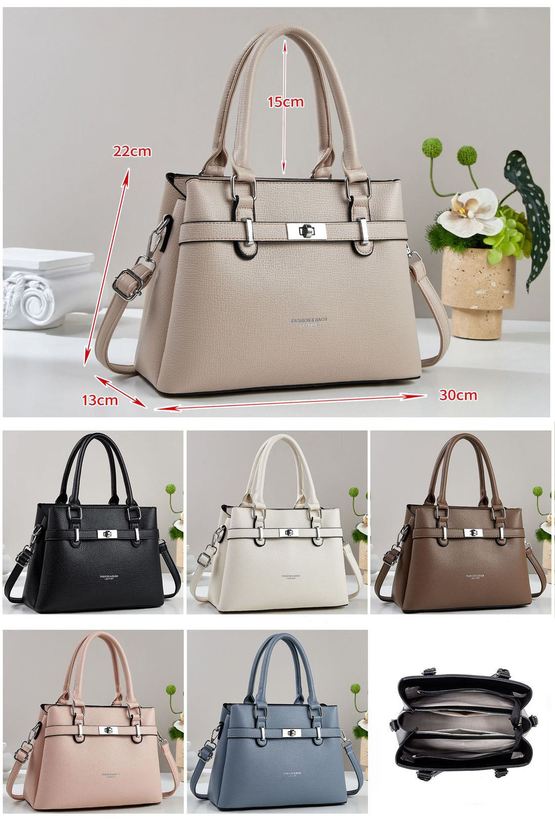 Cartera mediana con detalles en plateado