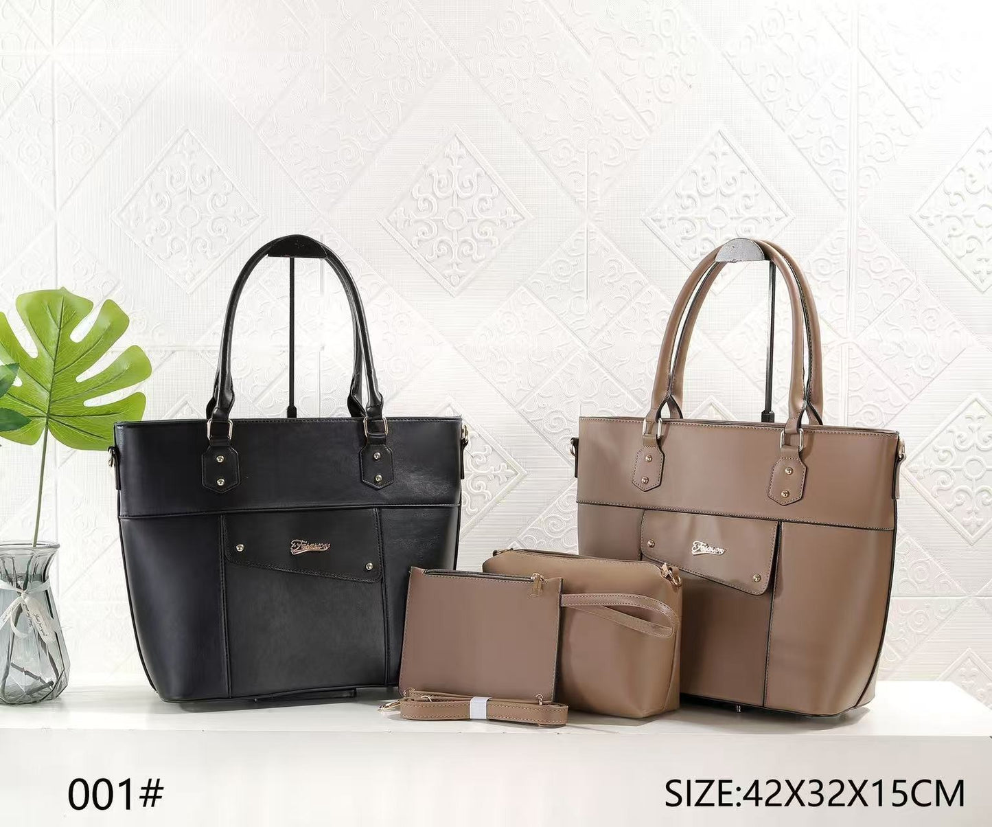 Combo 3 piezas: cartera grande, bolsito y sobre libre