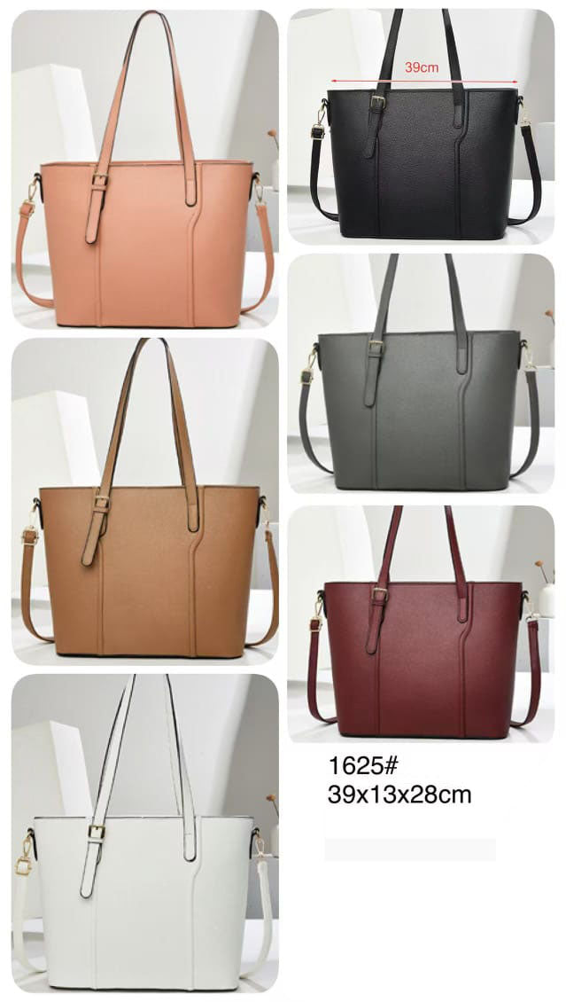Cartera tote negra con asa larga, cierre superior y tiros extras