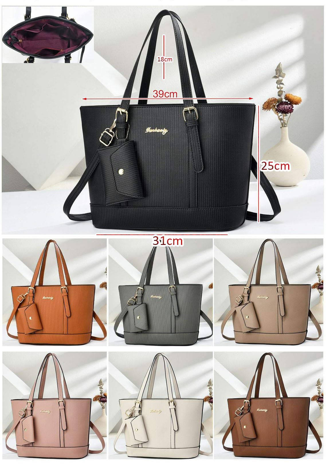 Conjunto de bolso de moda con bolso espacioso con accesorio colgante