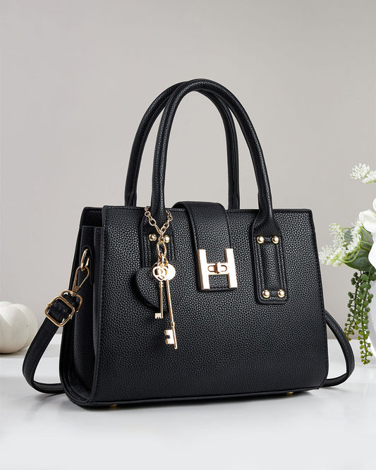 Cartera mediana con llavero dorado removible