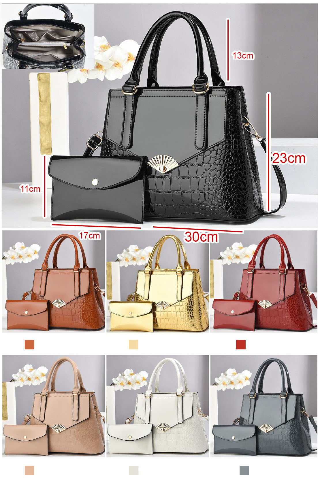 Cartera espaciosa con sobre
