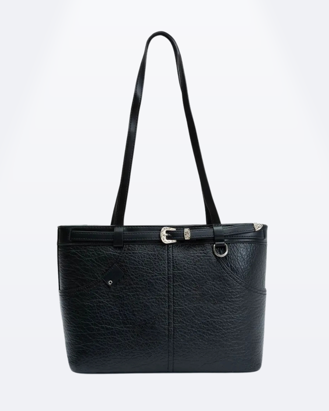 Black Friday • Cartera espaciosa tipo bolso con detalles en plateado