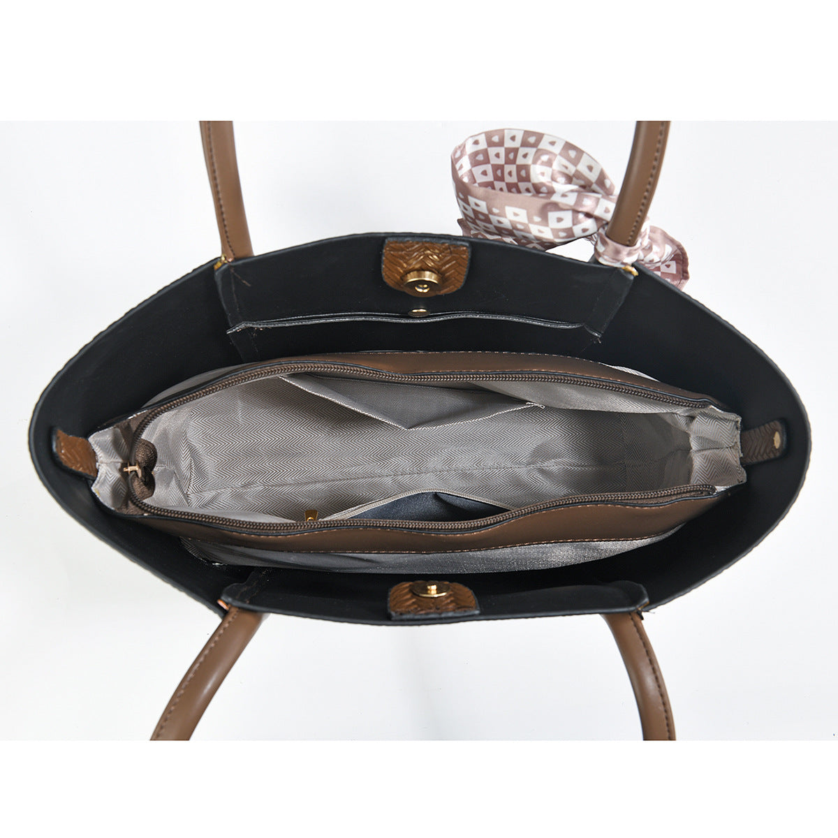 Bolso tote de hombro para mujer con diseño trenzado y lazo decorativo