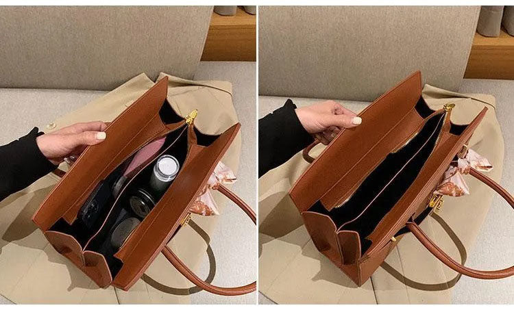 Cartera tipo Birkin con pañuelo y correa larga incluida