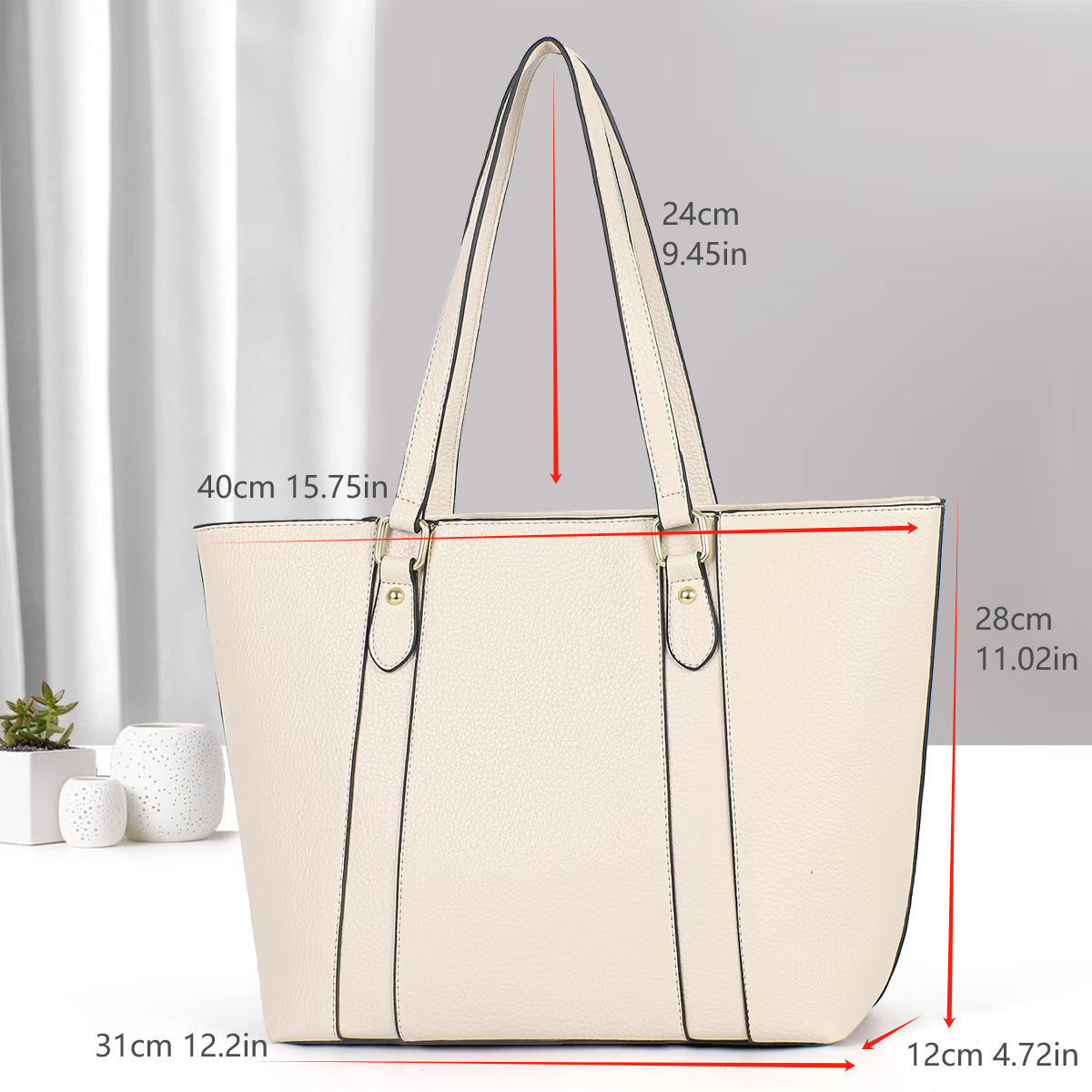Bolso tipo tote con textura granulada