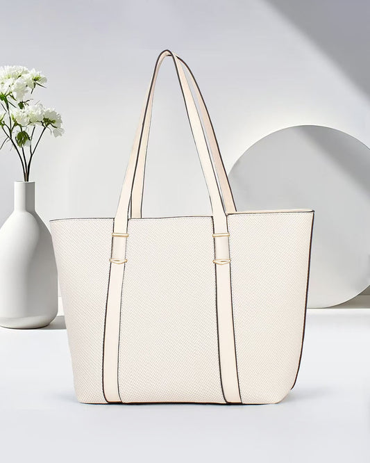 Bolso tipo tote con textura y asas largas, ideal para uso diario o profesional