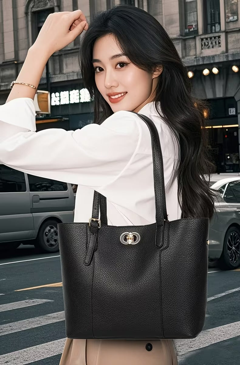 Bolso tote con cierre en broche y zipper