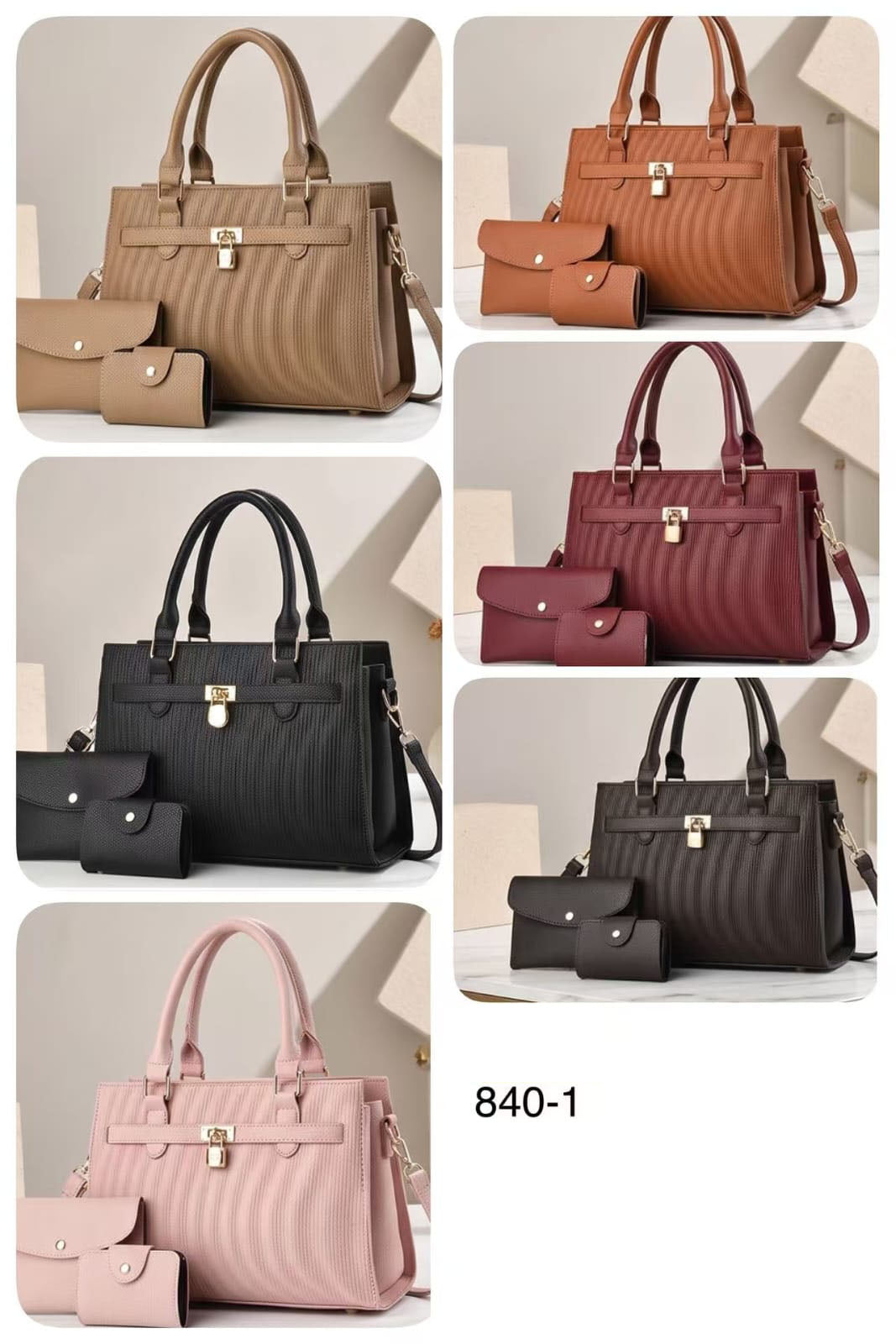 Combo tres piezas: cartera mediana con sobre y tarjetero