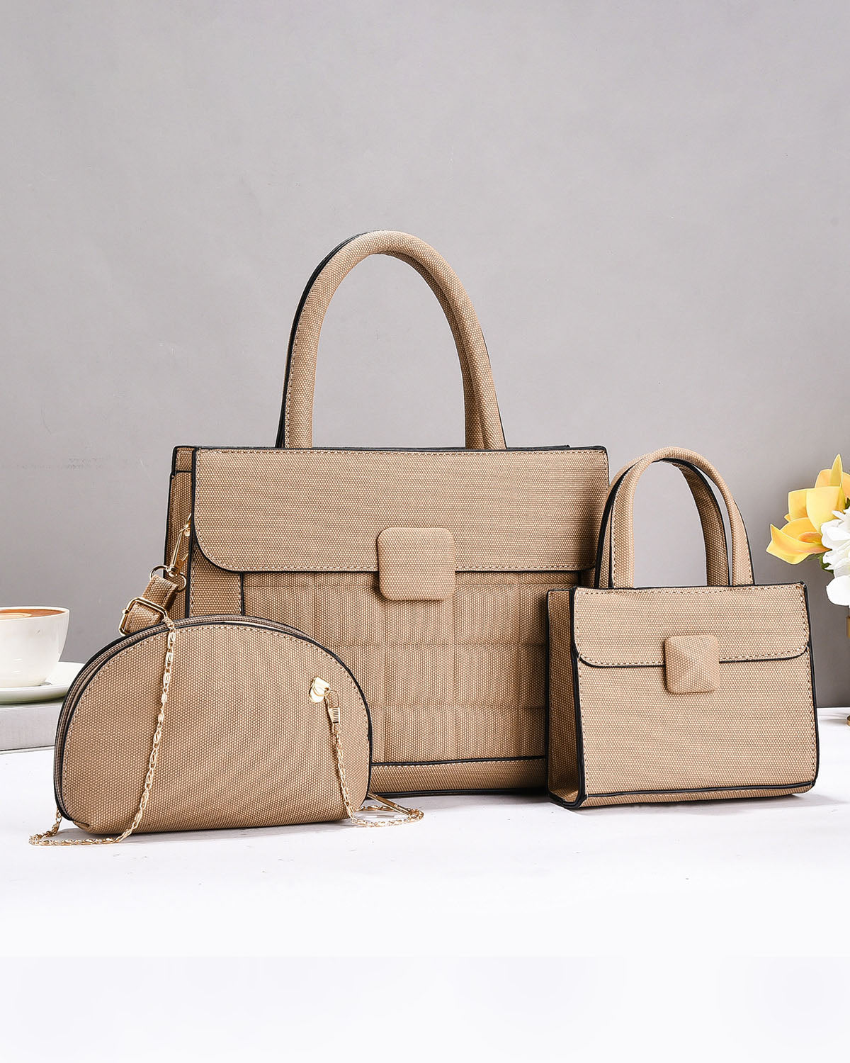 Combo práctico de 3 piezas: cartera mediana + cartera pequeña + sobre con cadena