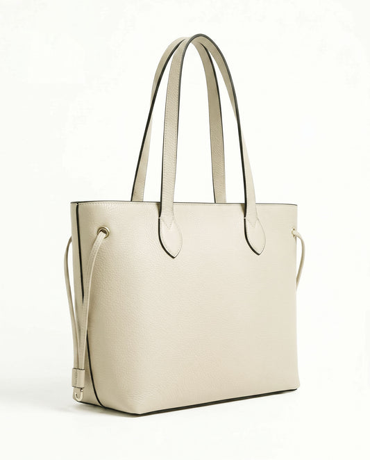 Bolso tote de cuero sintético con asas largas y cordones en los laterales
