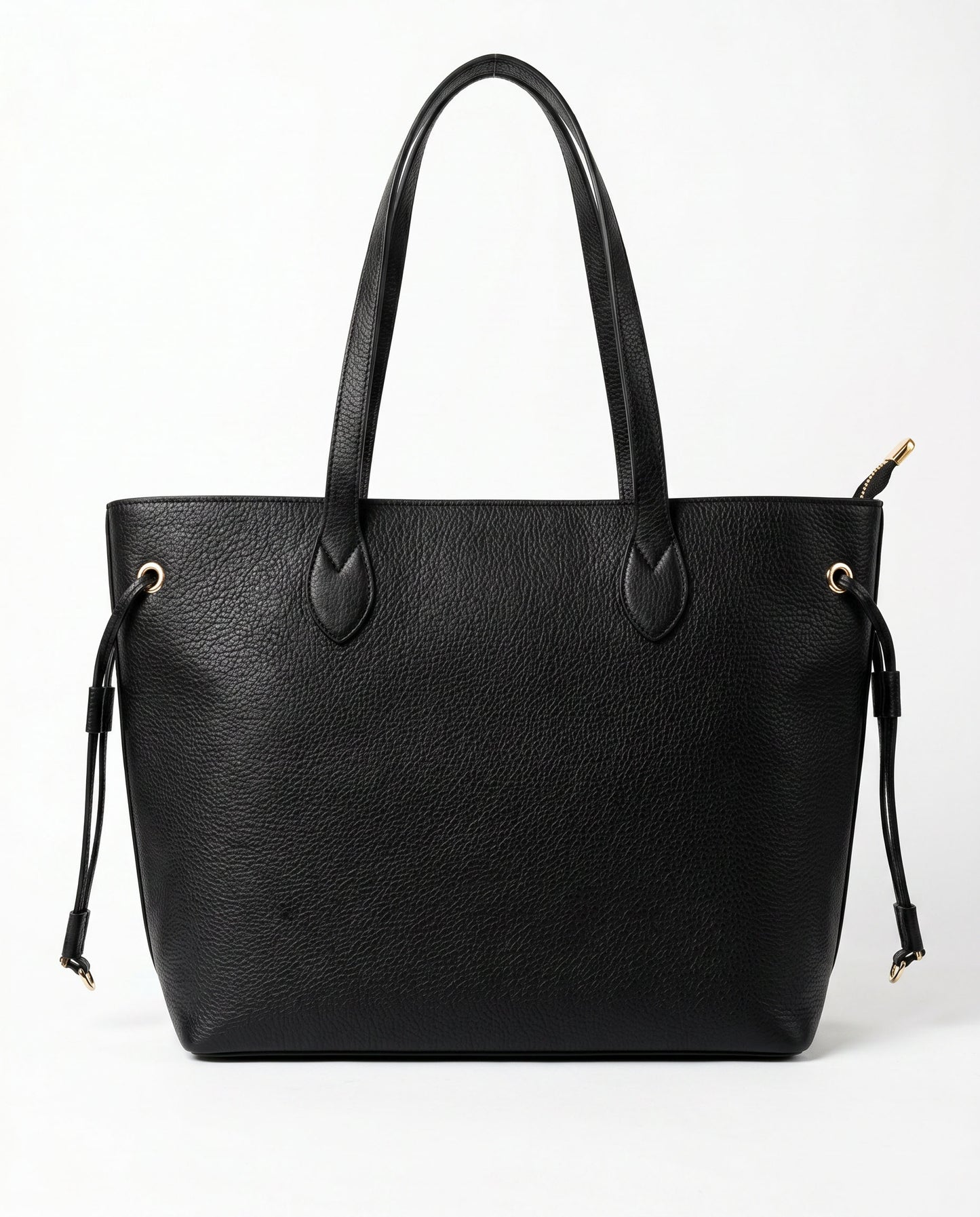 Bolso tote de cuero sintético con asas largas y cordones en los laterales