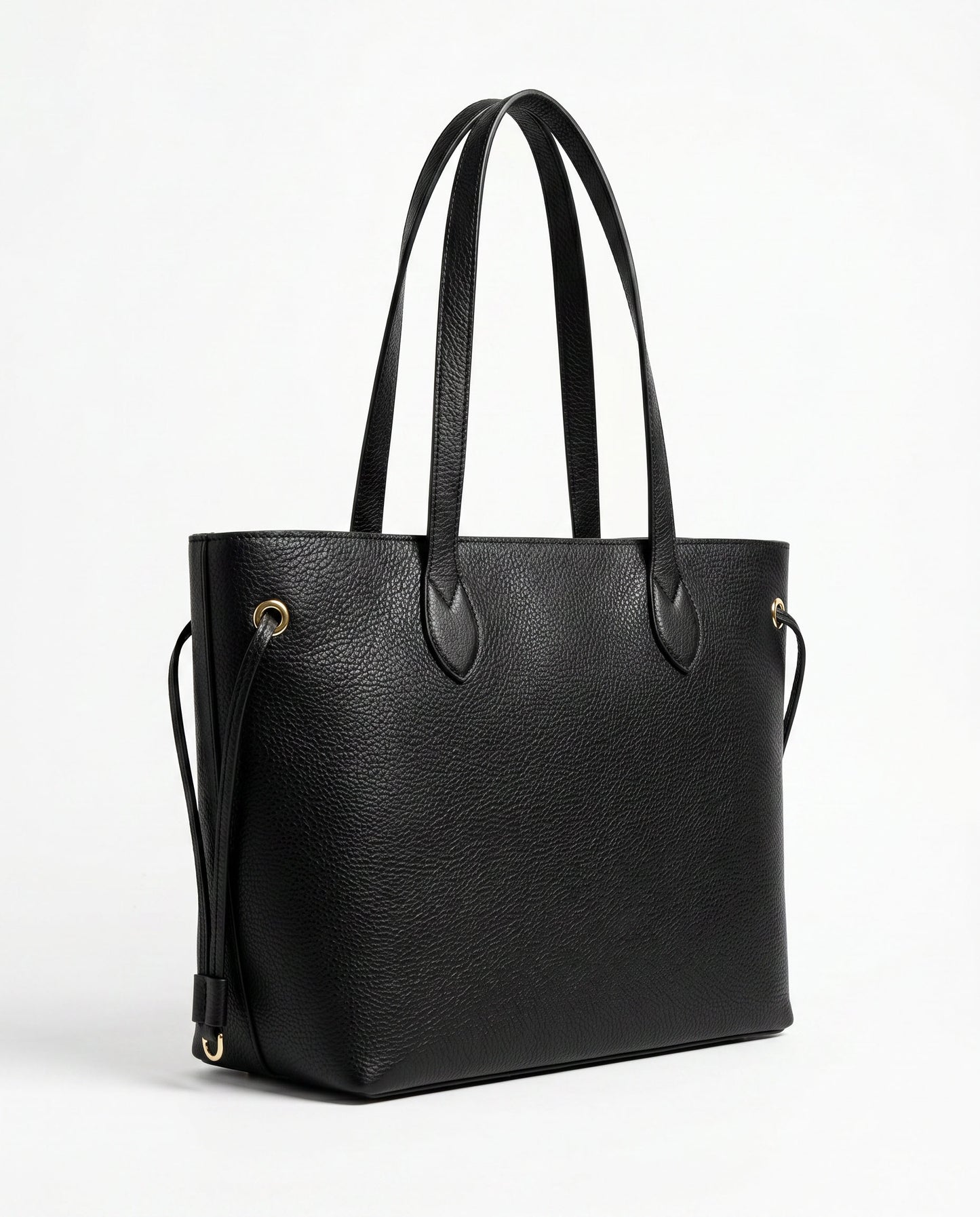 Bolso tote de cuero sintético con asas largas y cordones en los laterales