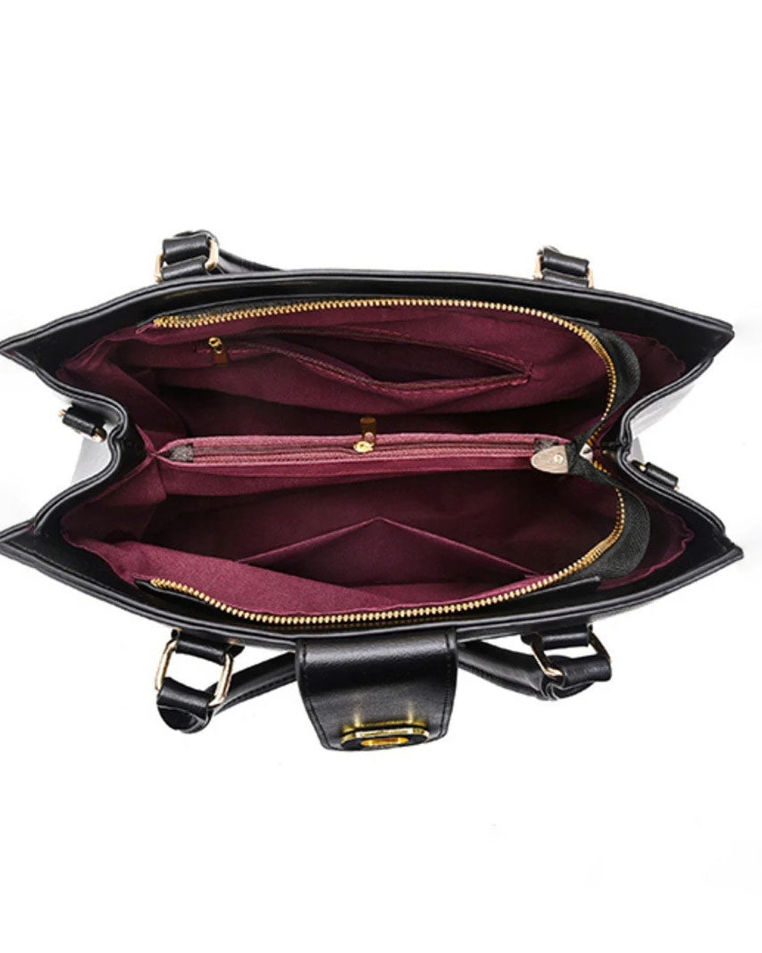 Cartera espaciosa con cierre en cremalerra