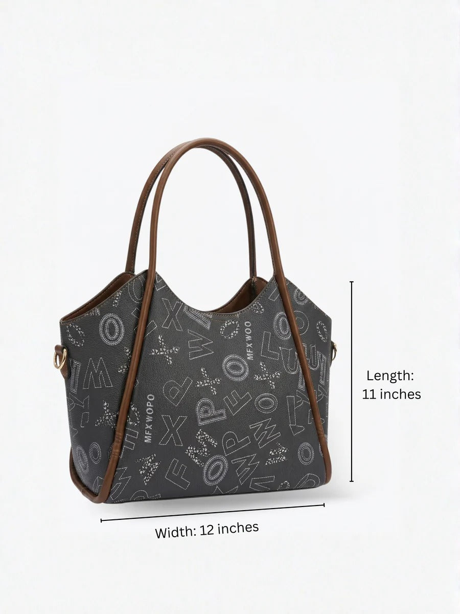 Bolso tote con estampado de letras y un bolso bandolera a juego