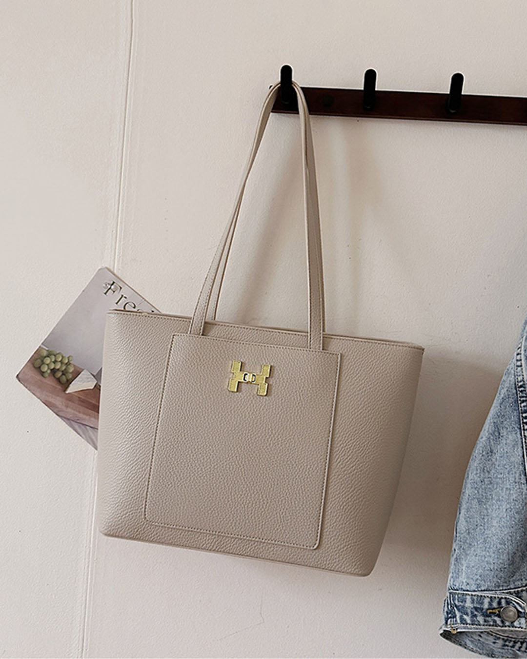 Bolso tote con bolsillo frontal