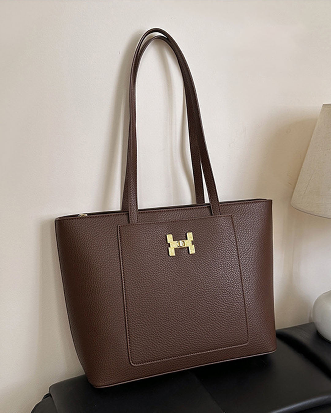 Bolso tote con bolsillo frontal