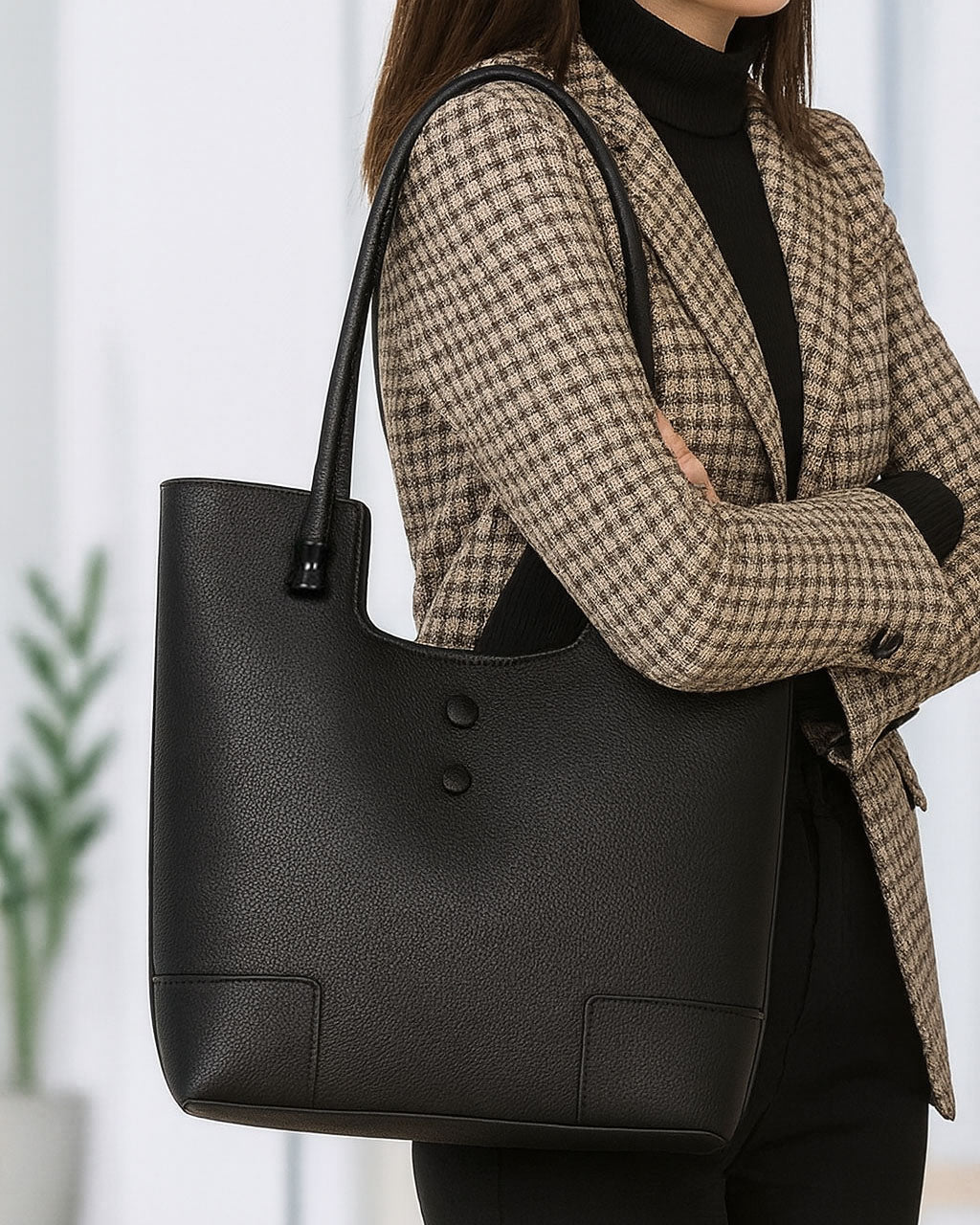 Bolso de Hombro con Interior Forrado y Cierre con broche – Diseño Minimalista