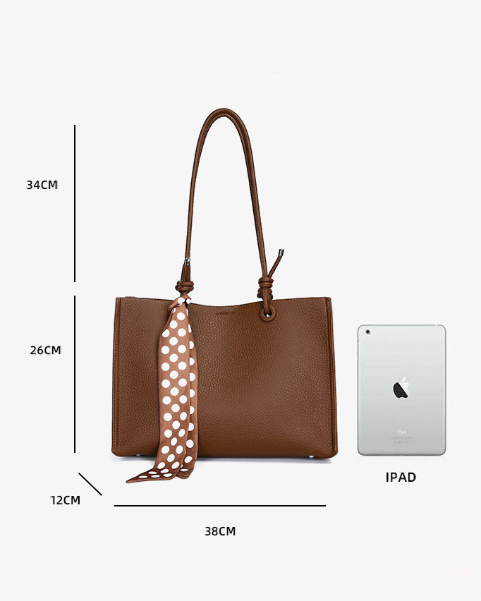 Black Friday • Cartera Tipo Tote de Asas Largas con Pañuelo Decorativo y Estuche Interno removible  – Diseño Texturizado y Práctico