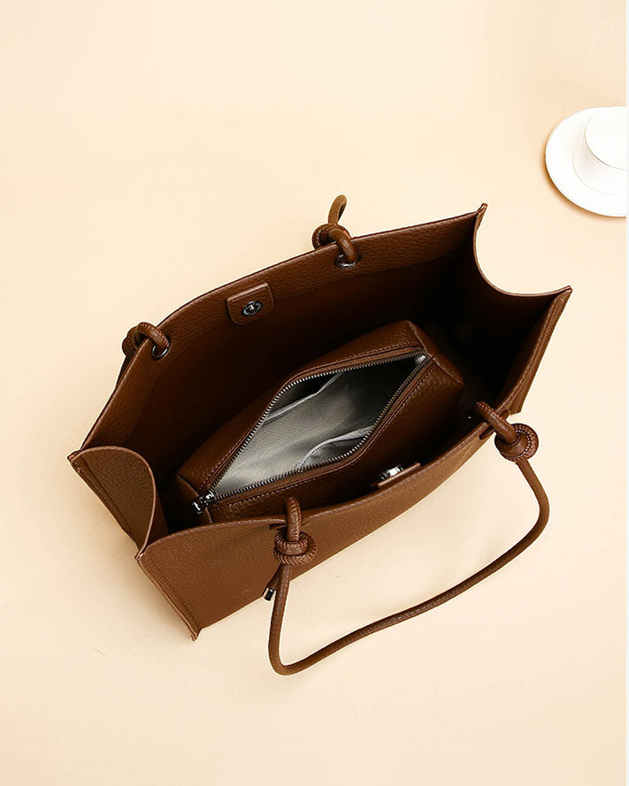 Black Friday • Cartera Tipo Tote de Asas Largas con Pañuelo Decorativo y Estuche Interno removible  – Diseño Texturizado y Práctico