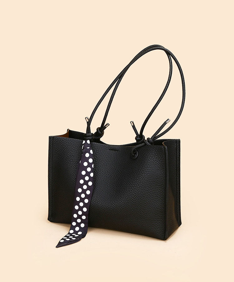 Black Friday • Cartera Tipo Tote de Asas Largas con Pañuelo Decorativo y Estuche Interno removible  – Diseño Texturizado y Práctico