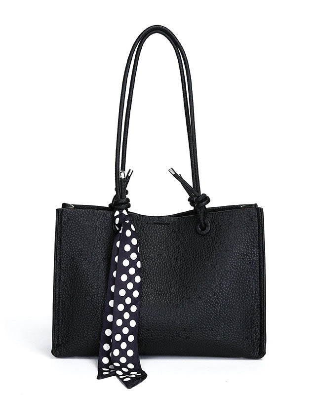 Black Friday • Cartera Tipo Tote de Asas Largas con Pañuelo Decorativo y Estuche Interno removible  – Diseño Texturizado y Práctico