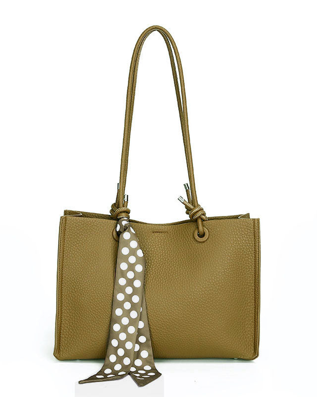 Black Friday • Cartera Tipo Tote de Asas Largas con Pañuelo Decorativo y Estuche Interno removible  – Diseño Texturizado y Práctico
