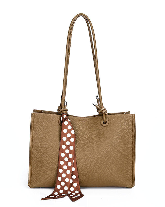 Black Friday • Cartera Tipo Tote de Asas Largas con Pañuelo Decorativo y Estuche Interno removible  – Diseño Texturizado y Práctico