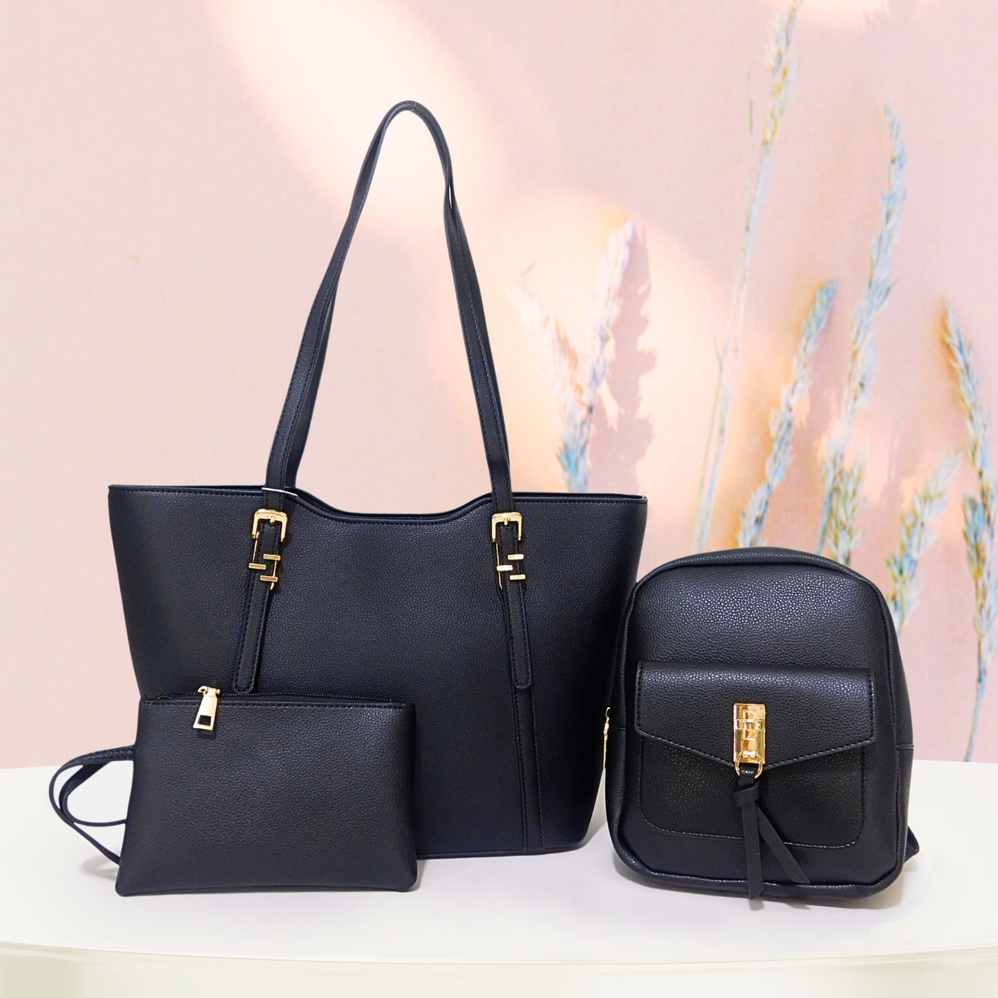Combo tres piezas, mochila mini y sobre