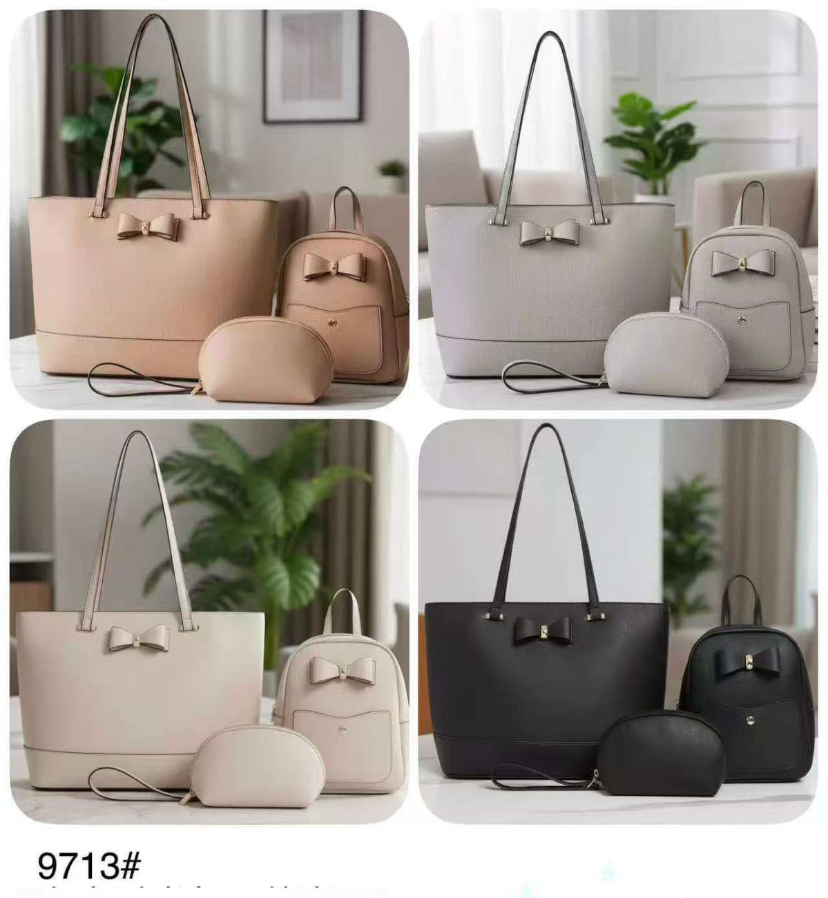 Combo 3 piezas: bolso tote, mochila pequeña y bolsillo libre