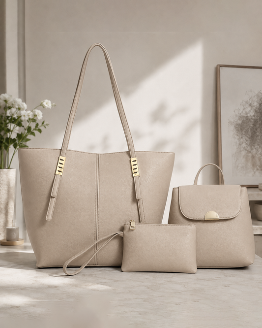 Combo 3 piezas: bolso tote, mochila pequeña y bolsillo libre