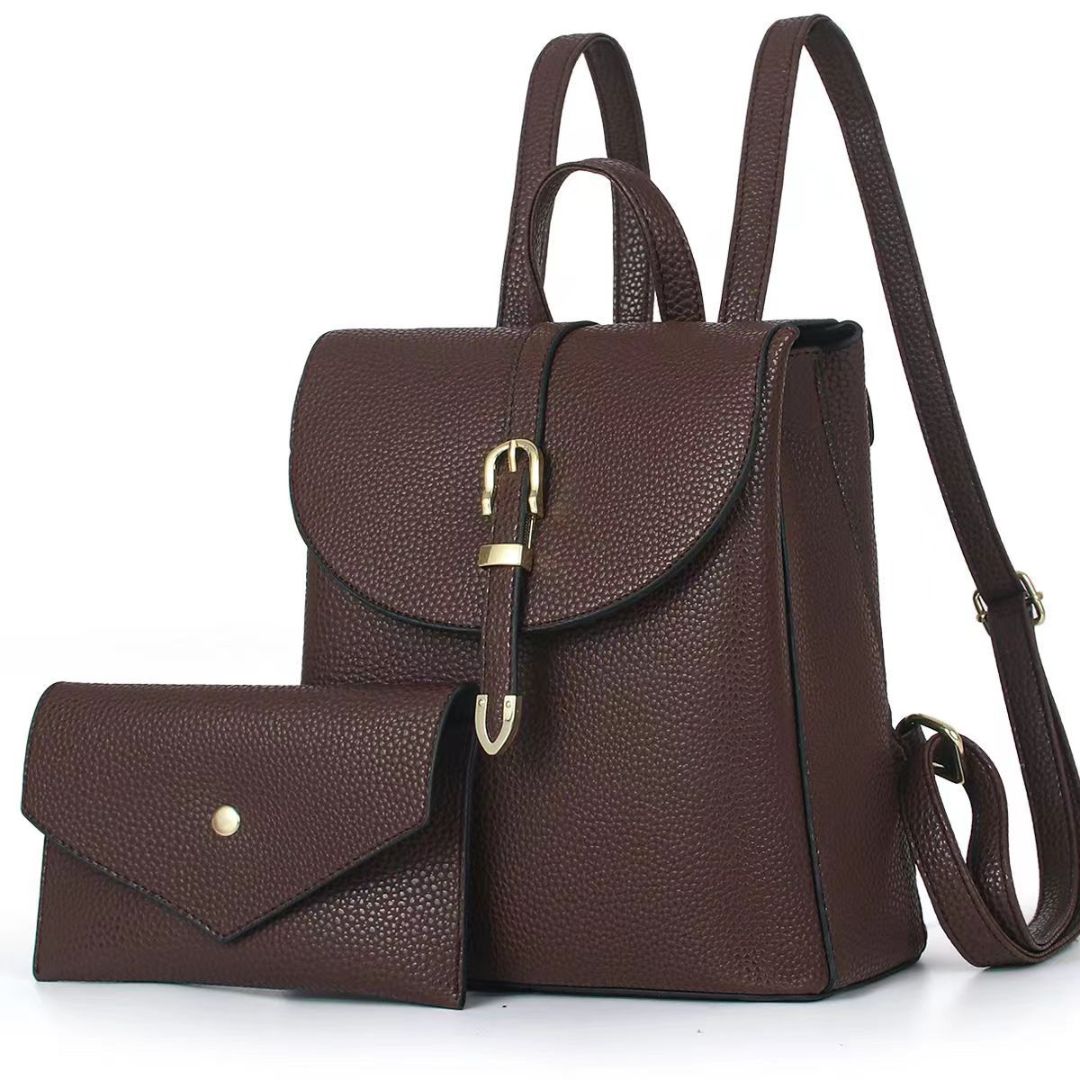 Black Friday • Mochila mediana con Monedero a Juego, detalles en dorado
