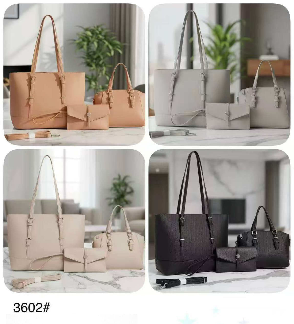 Combo 3 piezas, cartera tipo bolso, mini cartera y sobre libre