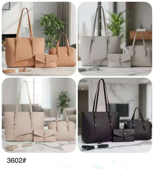Combo 3 piezas, cartera tipo bolso, mini cartera y sobre libre