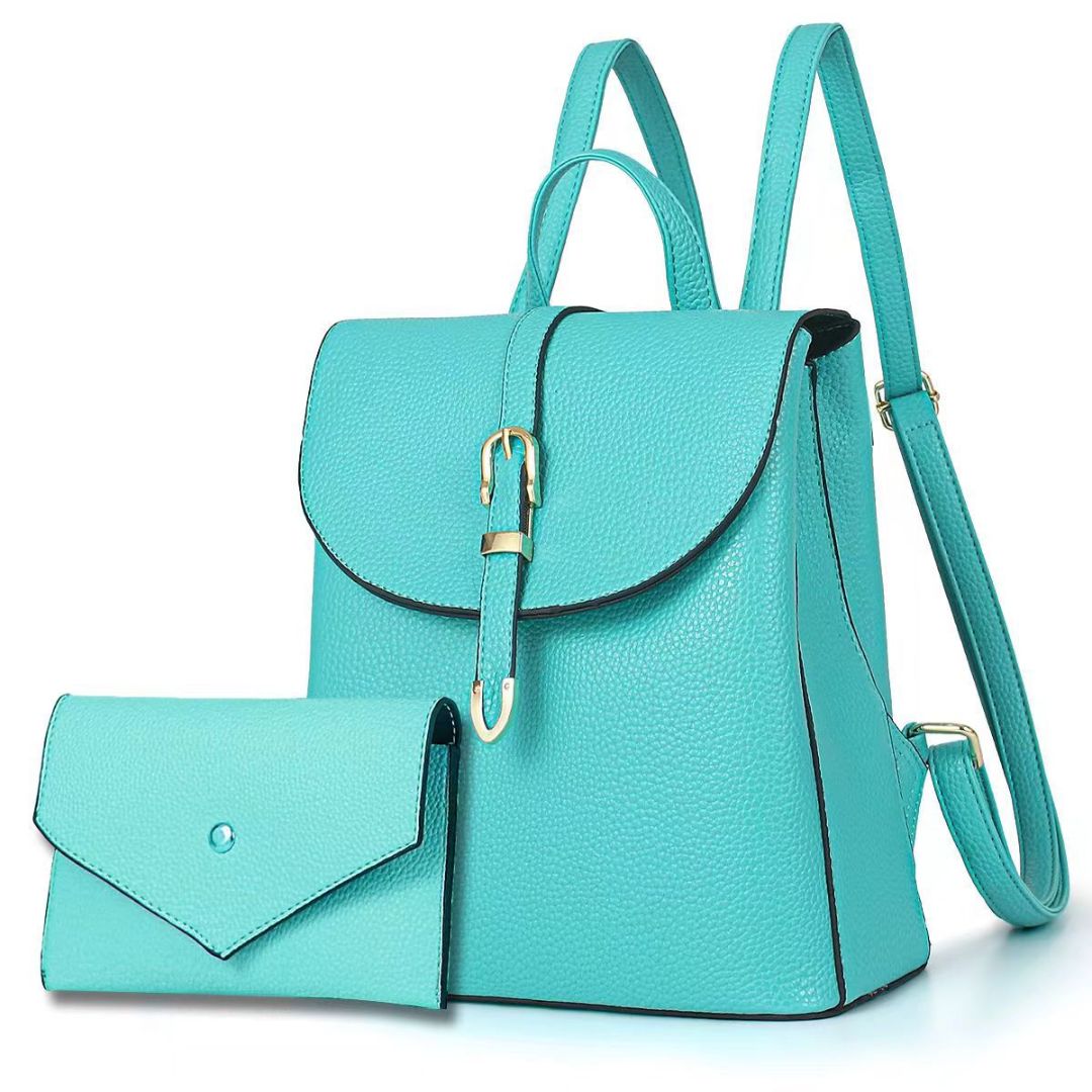 Black Friday • Mochila mediana con Monedero a Juego, detalles en dorado