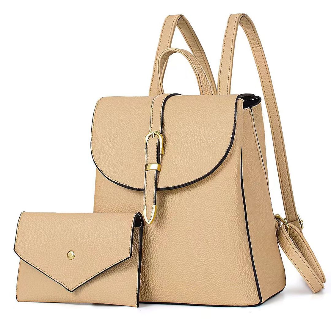 Black Friday • Mochila mediana con Monedero a Juego, detalles en dorado