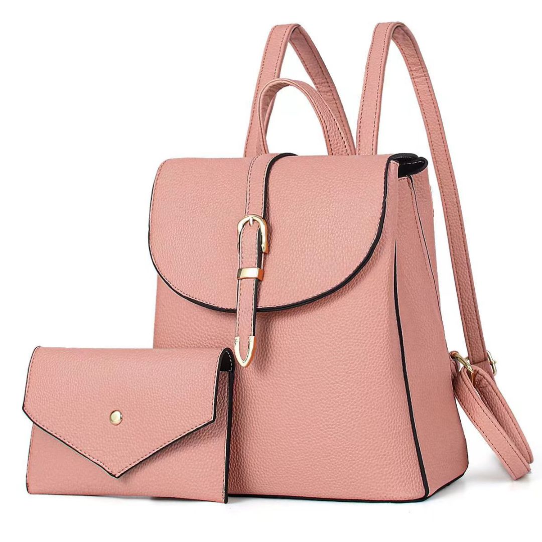 Black Friday • Mochila mediana con Monedero a Juego, detalles en dorado
