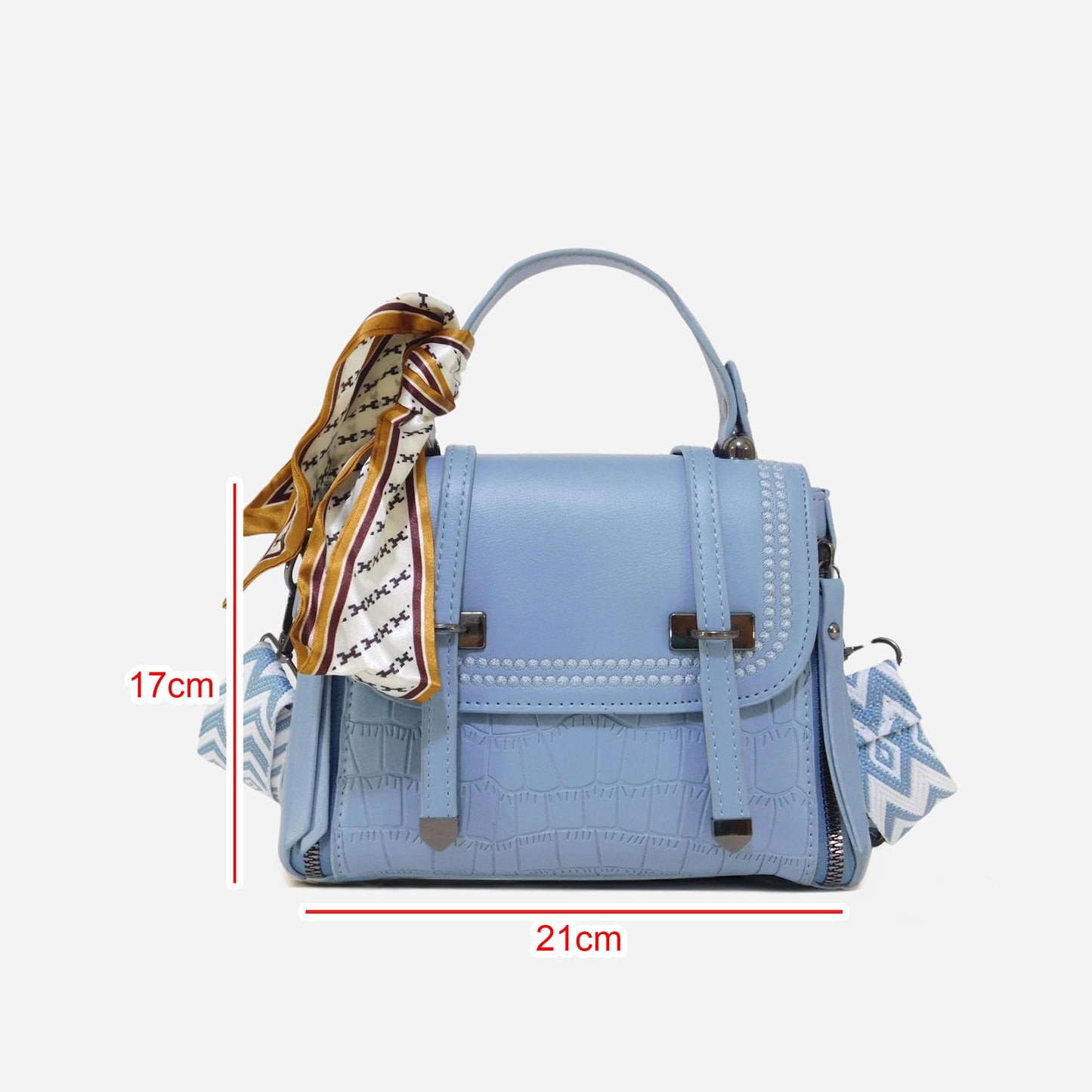 Bolso pequeño tipo crossbody con Toques Dorados y Pañuelo a Juego