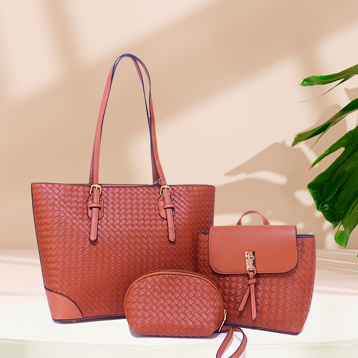 Combo 3 piezas. Tote + mini mochila + sobre